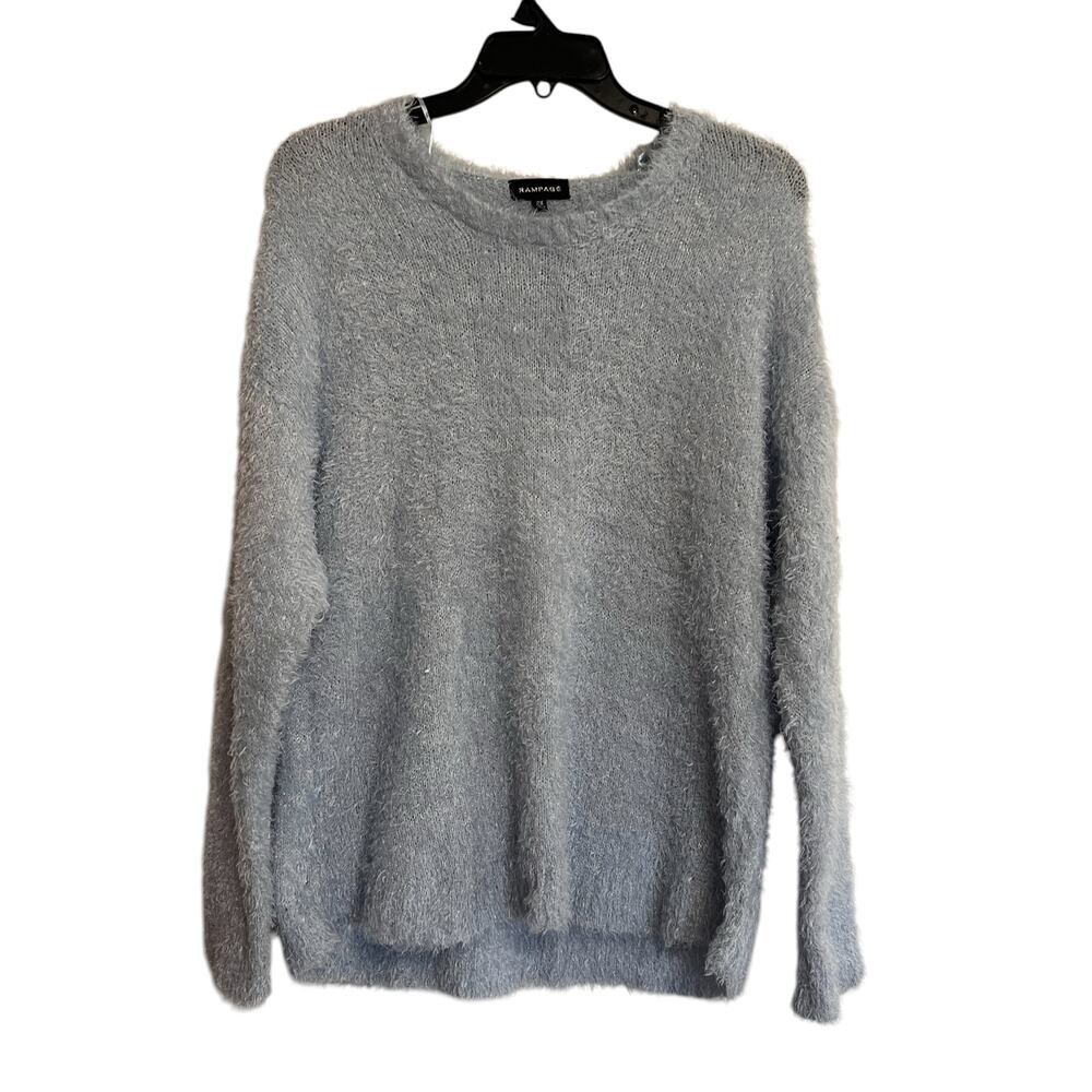 Rampage Sweater Soft Fuzzy Long Sleeves Womens Size 2XL Color Blue Gray